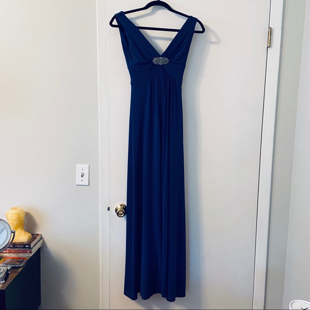 BCBG MAXAZRIA xxs deep blue column style gown
